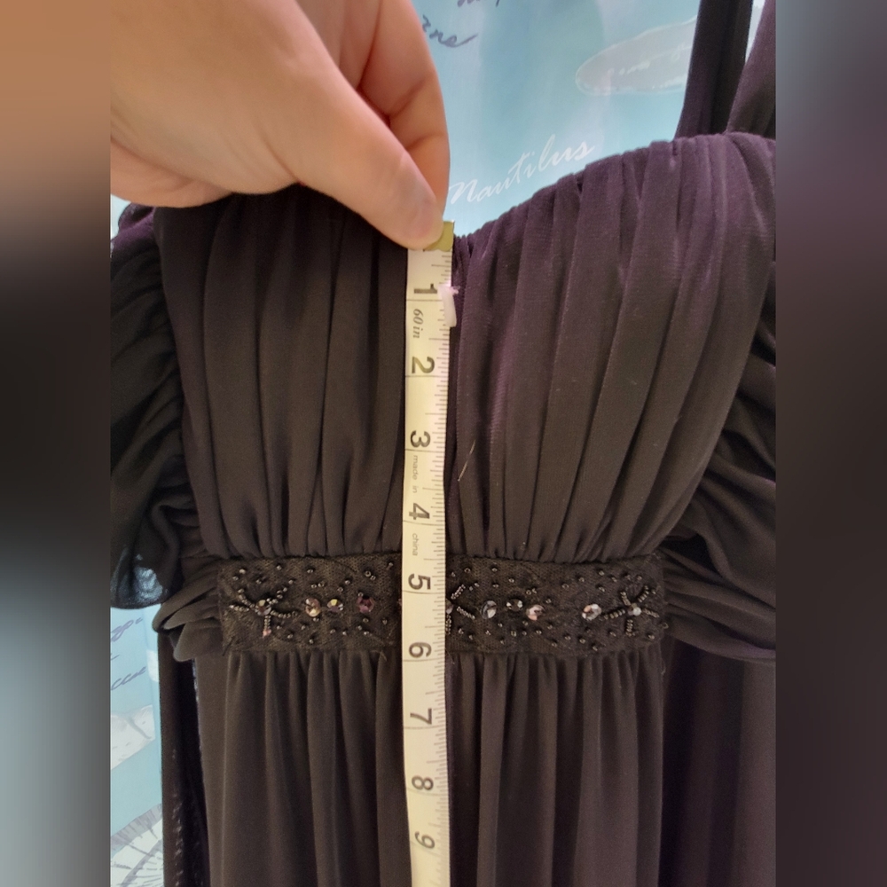 Dressbarn Gorgeous Medium Black Dress With Half Sheer Skirt